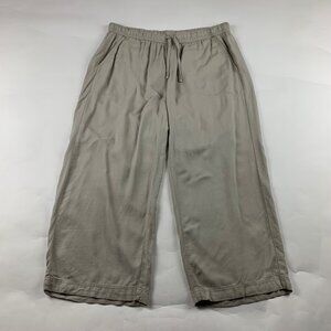 Splendid Natural Linen Blend Wide Leg Cropped Lounge Pant L